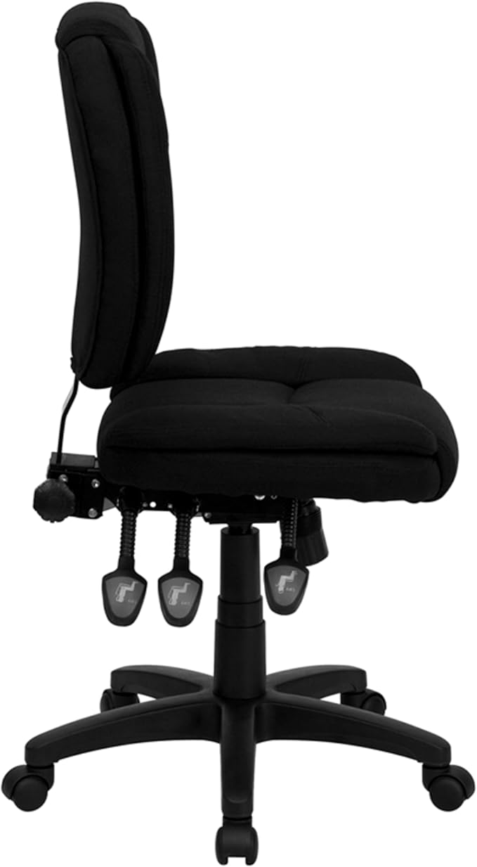 Flash Furniture Caroline Mid-Back Black Fabric Multifunction Swivel Ergonomic - Image 8