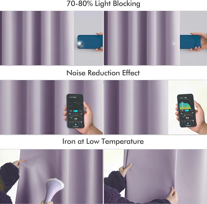 MIULEE Lilac Back Tab Blackout Curtains 120 Inch Long 2 Panels Set - Image 5