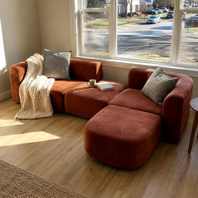 Acanva Luxury Modern Tight Curved Back Velvet Sofa, Minimalist Style Comfy Couch - Image 8