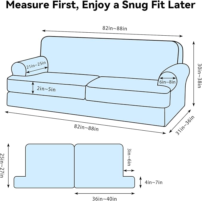 Waterproof Couch Cover 3-Piece Set Striped Sofa Slipcovers - Image 6