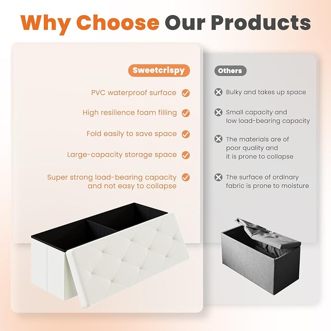 Sweetcrispy 43 Inches Folding Ottoman - Image 6