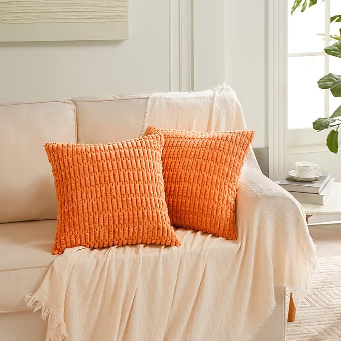 Fancy Homi 4 Packs Orange Fall Decorative Throw Pillow Covers 26x26 Inch - Image 6