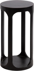 Kate and Laurel Dahl Modern Slatted Wooden Round Drink Table; 12 x 23; Black; by KateandLaurel