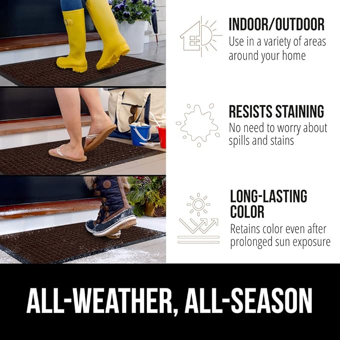 GORILLA GRIP 100% Waterproof All-Season WeatherMAX Doormat 35x23, US Designed - Image 3