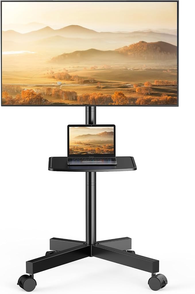 PERLESMITH Rolling TV Stand for 23-63 Inch Flat/Curved Screen TVs up to 88 lbs by PERLESMITH