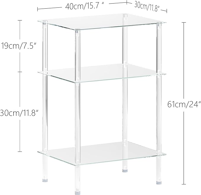 Tempered Glass Side Tables Set of 2 Acrylic End Table - Image 3