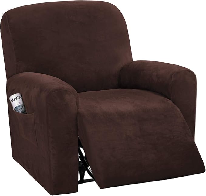 H.VERSAILTEX Velvet Stretch Recliner Couch Covers 4-Pieces Style Recliner Chair by HVERSAILTEX