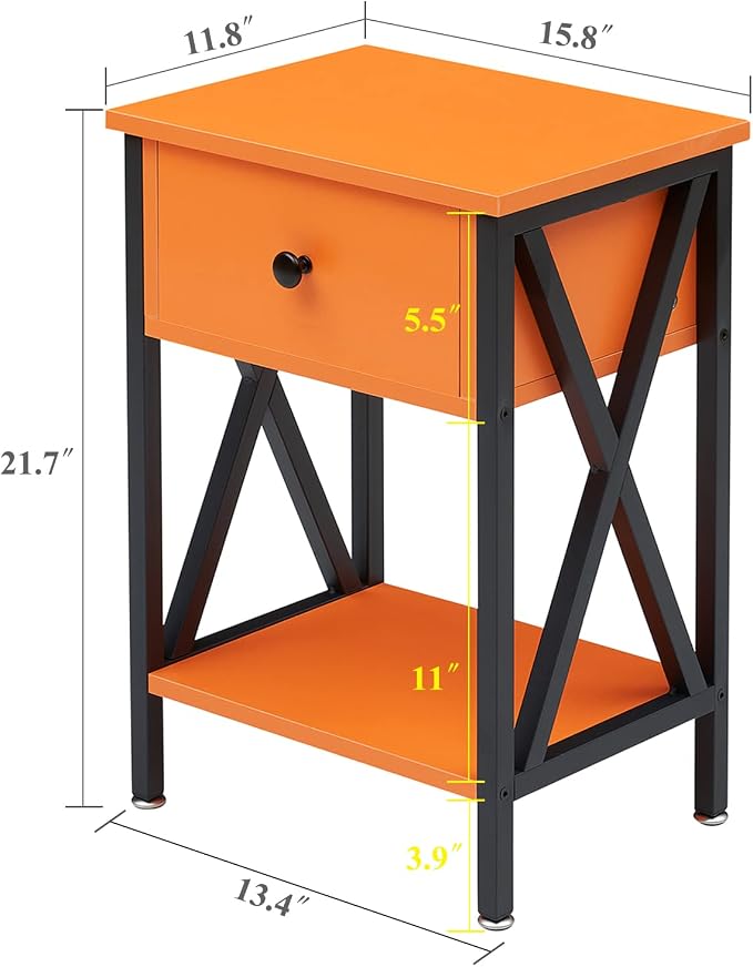VECELO Nightstands Set of 2, Modern Bedside End Tables, Night Stands - Image 3