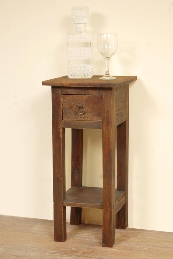 Pemberly Row Cottage Narrow Wood Side Table, Raftwood Brown and Antique Iron - Image 2