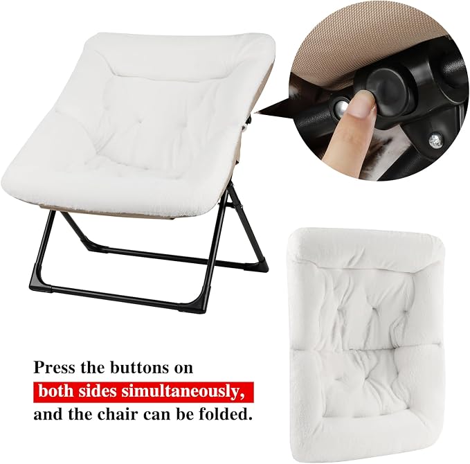 Comfy Saucer Chair for Adults, Soft Faux Fur Bedroom Chair, Accent Dorm Chairs - Image 8
