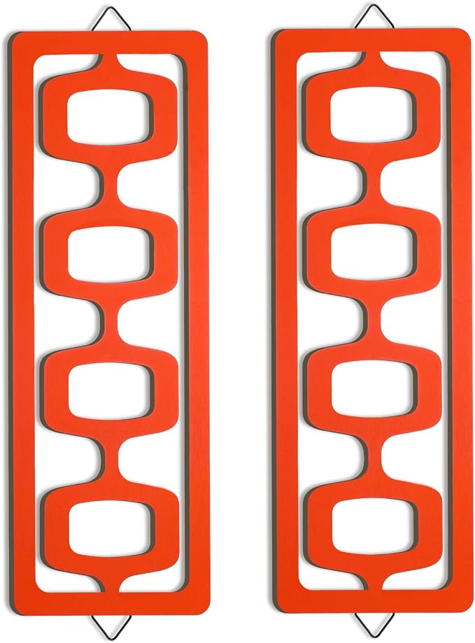 CroBlissful 2 Pcs Mid Century Modern Wall Art Wood Mid Century Elegance Decor by CroBlissful