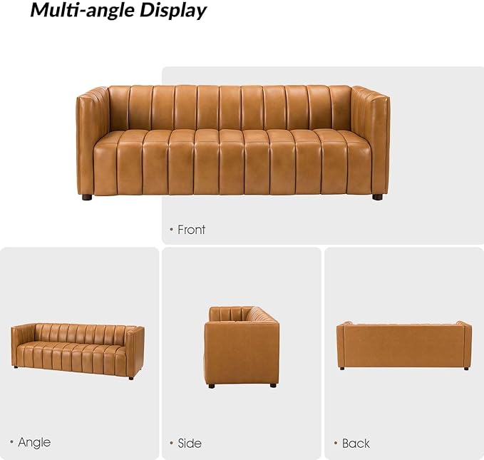 HULALA HOME 83" Genuine Leather Sofa - Image 5