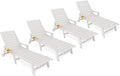KINGYES HDPE Lounge Chair Outdoor Set of 4, Patio Chaise Lounge Recliner by KINGYES