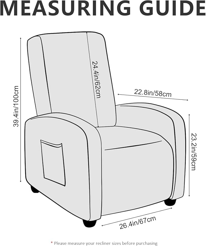 ANARACHON Recliner Chair Covers Leather Look Recliner Cover 4-Piece Slipcovers - Image 3
