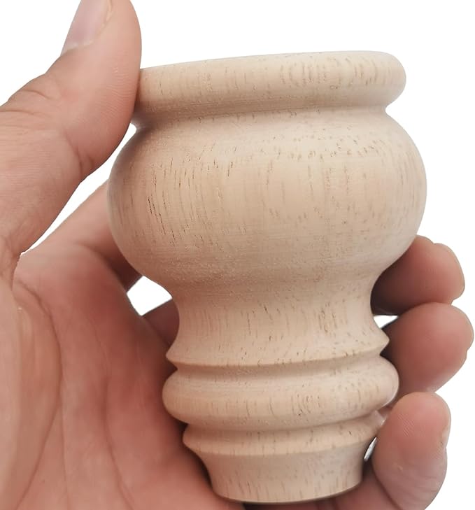 3" Tall Solid Wood Furniture Legs Unfinished Bun Feet - Image 6