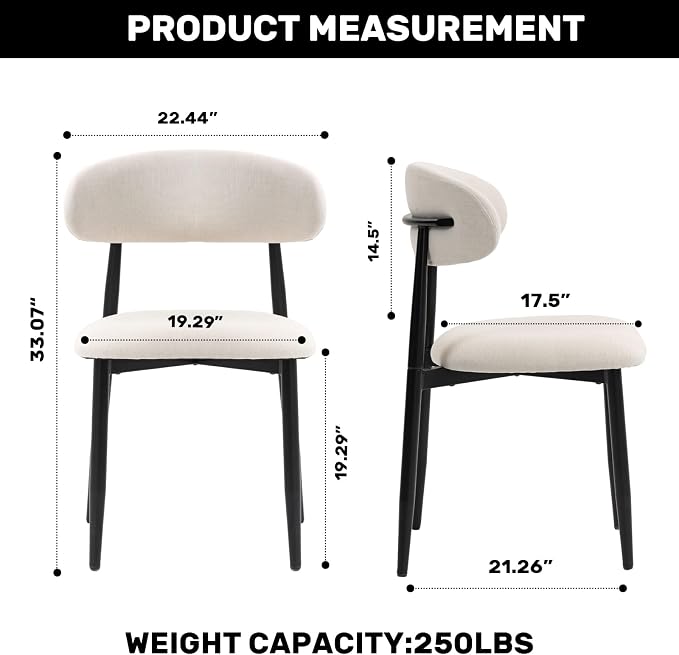 UVV Dining Chairs Set of 6, Metal Kitchen Chairs - Image 9