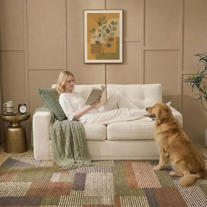 69" Corduroy Loveseat Sofa in a Box, High-Density Foam Couch, No Assembly - Image 9