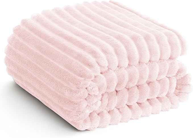 HIMEET Pink Ribbed Throw Blanket by Unknown