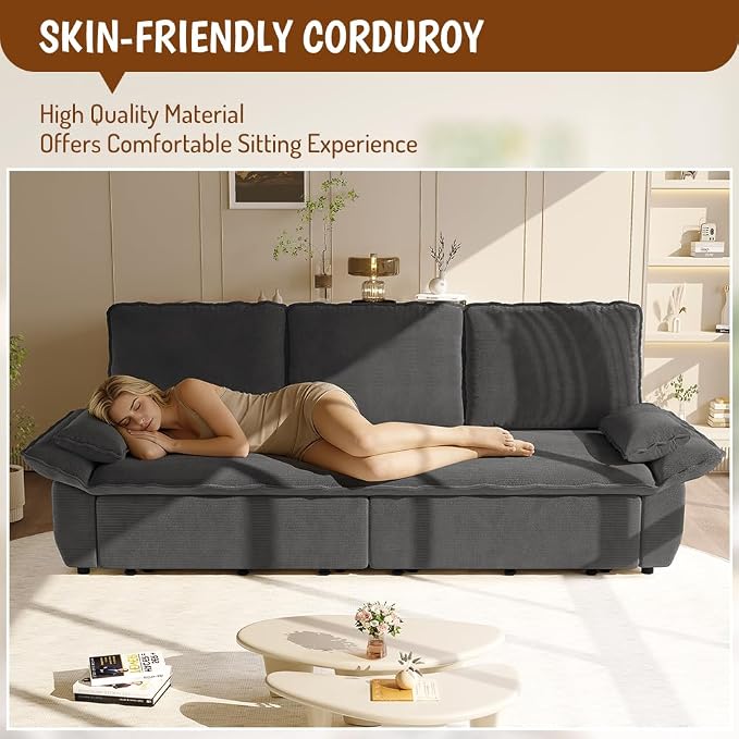 KEIKI 94.5" King 3-in-1 Sleeper Sofa, Oversized Pull-Out Couch - Image 6