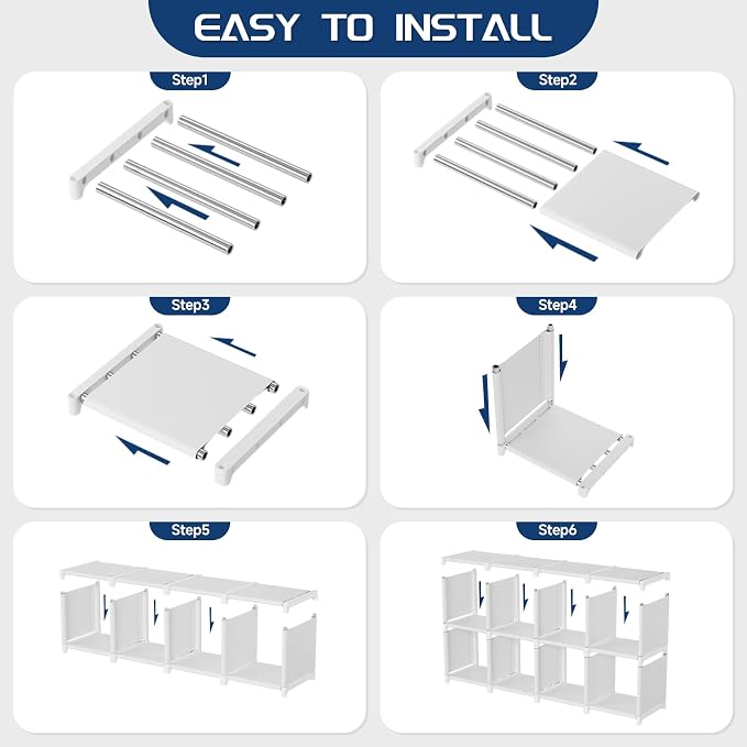 Mavivegue Book Shelf, 16 Cube Storage Organizer, Metal Cube Bookshelf, DIY - Image 5