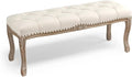 Cozyman Bedroom Bench, French Vintage Tufted Entryway Bench, 45.2" Carving by COZYMAN