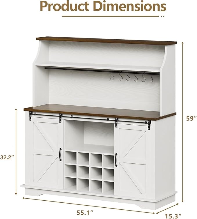 55 Inch Farmhouse Coffee Bar Cabinet - Image 2