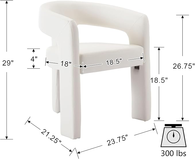 VESCASA Faux Leather Barrel Dining Chair - Image 3