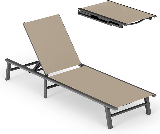 Ciokea Foldable Outdoor Lounge Chair, No Assembly Patio Chaise Lounge Outdoor by CIOKEA
