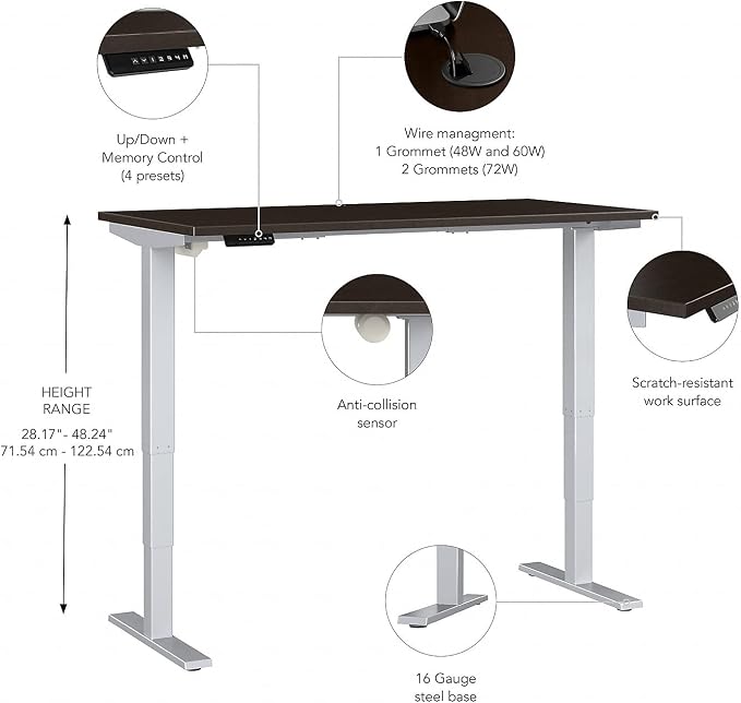 Bush Business Furniture 72-inch Electric Height Adjustable Standing Desk - Image 3