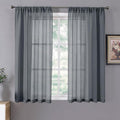 Tollpiz Short Sheer Curtains Linen Textured Living Room Curtain Sheers Light by Tollpiz
