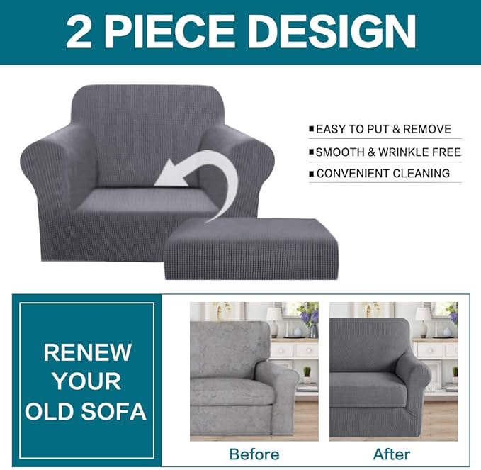 Turquoize 2 Piece Chair Covers Chair Slipcovers - Image 4
