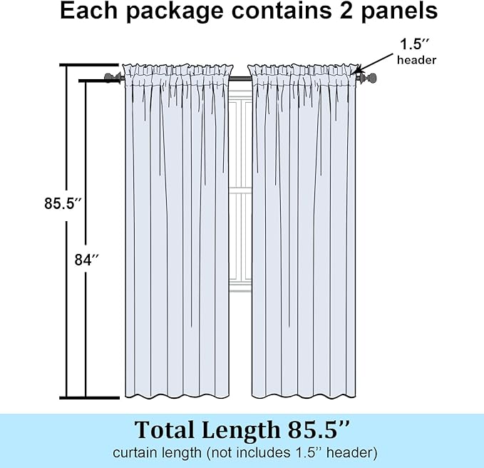 Simplebrand Blush Semi Sheer Curtains 84 Inches Long 2 Panels, Light Filtering - Image 7