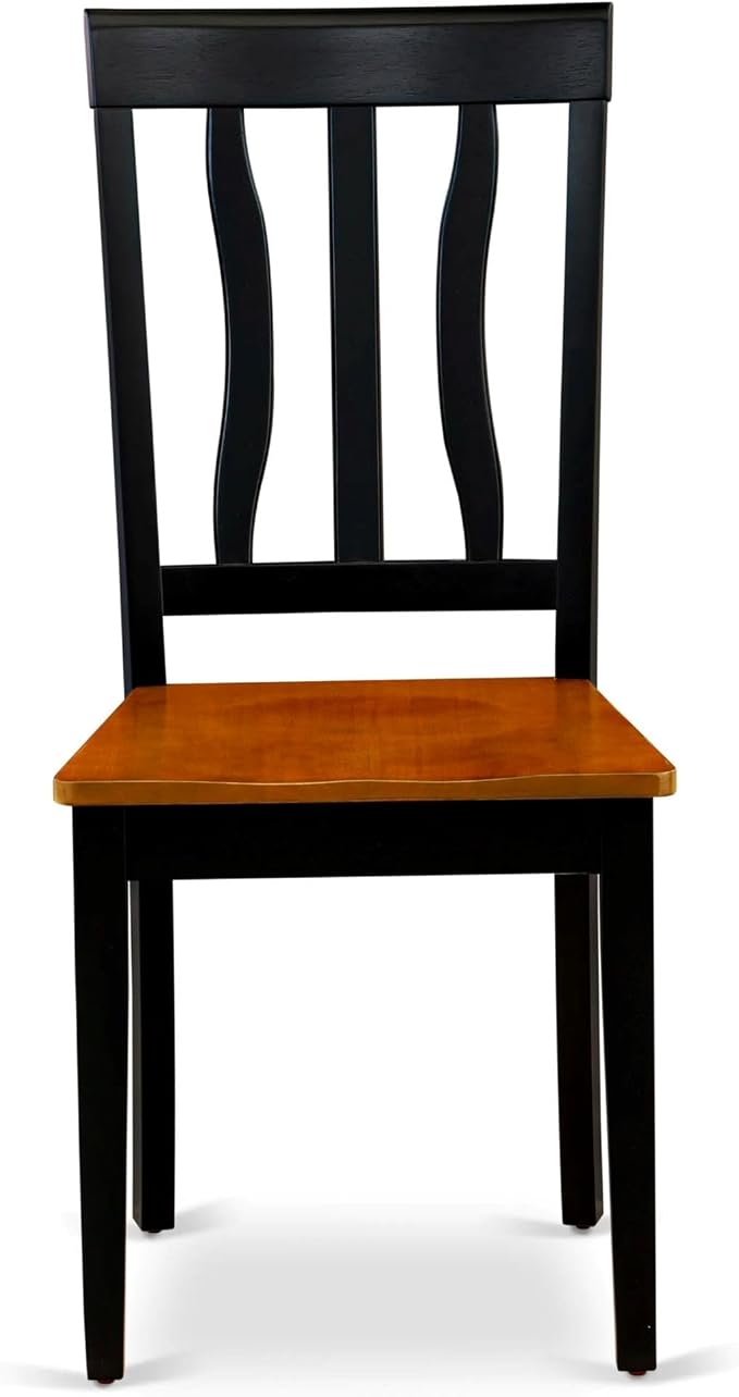 East West Furniture ANC-BLK-W Antique Kitchen Dining Chairs - Image 4