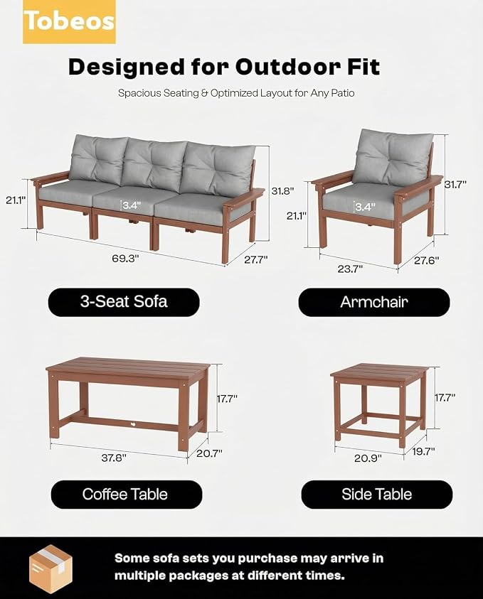 HDPE Patio Coffee Table, All-Weather Outdoor Coffee Table, Patio Conversation - Image 2