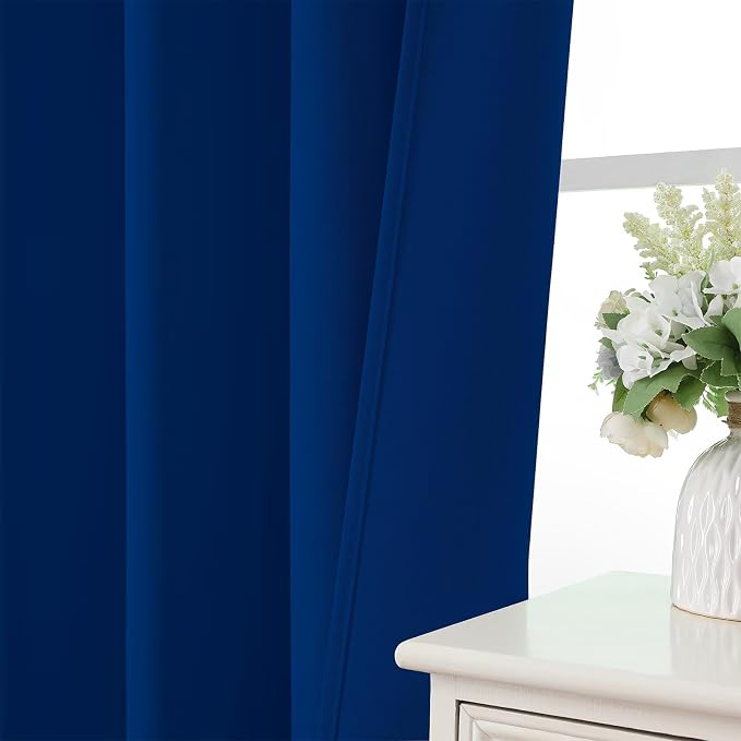 CUCRAF Royal Blue Blackout Curtains 96 inch Length 2 Panels Set, Rod Pocket - Image 6