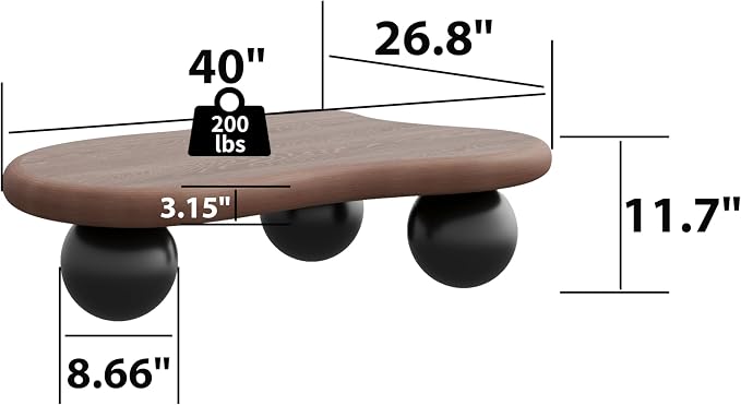 40” Cloud Coffee Table with 3 Ball Legs, Modern Irregular Center Table - Image 2