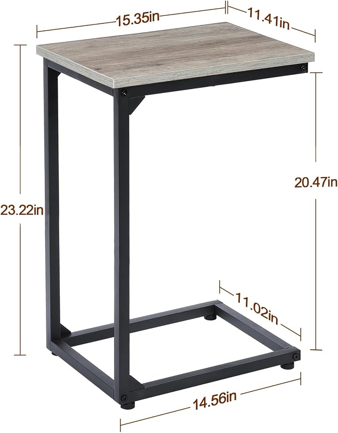 AMHANCIBLE C Shaped End Table, Slide Under Couch Table - Image 3
