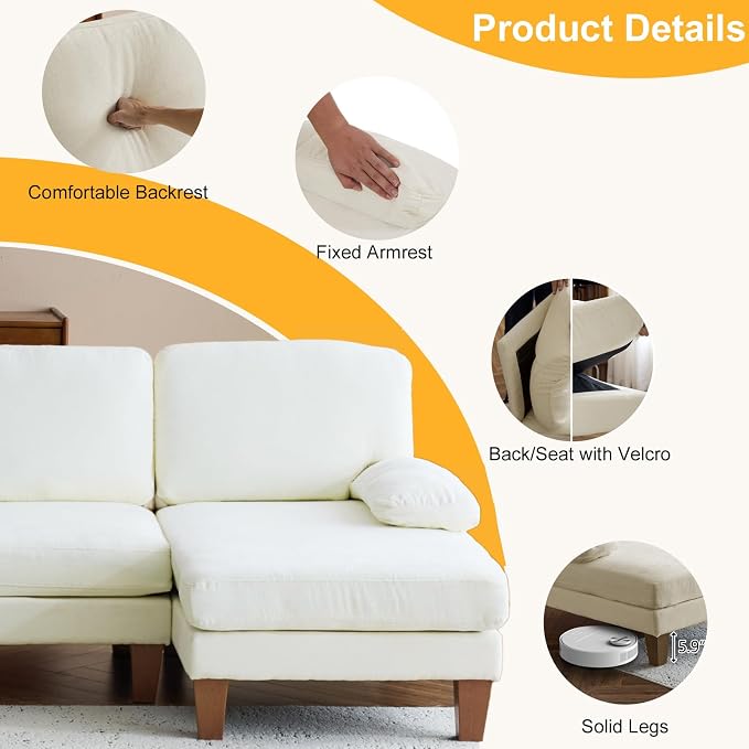 Karl home 111" Sectional Sofa U-Shaped 4-Seat Couch - Image 4