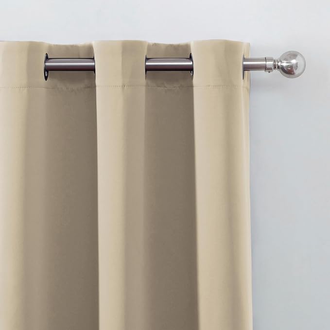 LEMOMO Beige Blackout Curtains 42 x 54 Inch Length Set of 2 Panels Grommet - Image 7