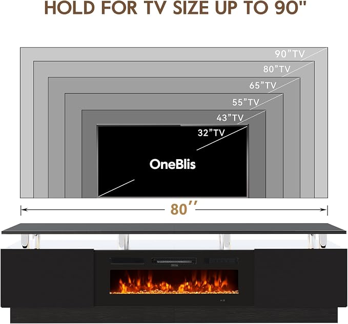 80" TV Stand for Living Room, Large Entertainment Center & Media Console - Image 7