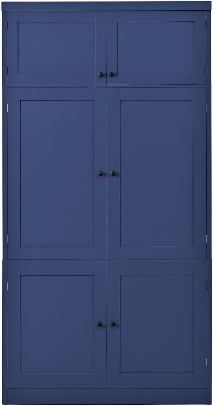 VilroCaz 80.1'' Tall Freestanding Kitchen Pantry Storage Cabinet Cupboard - Image 6