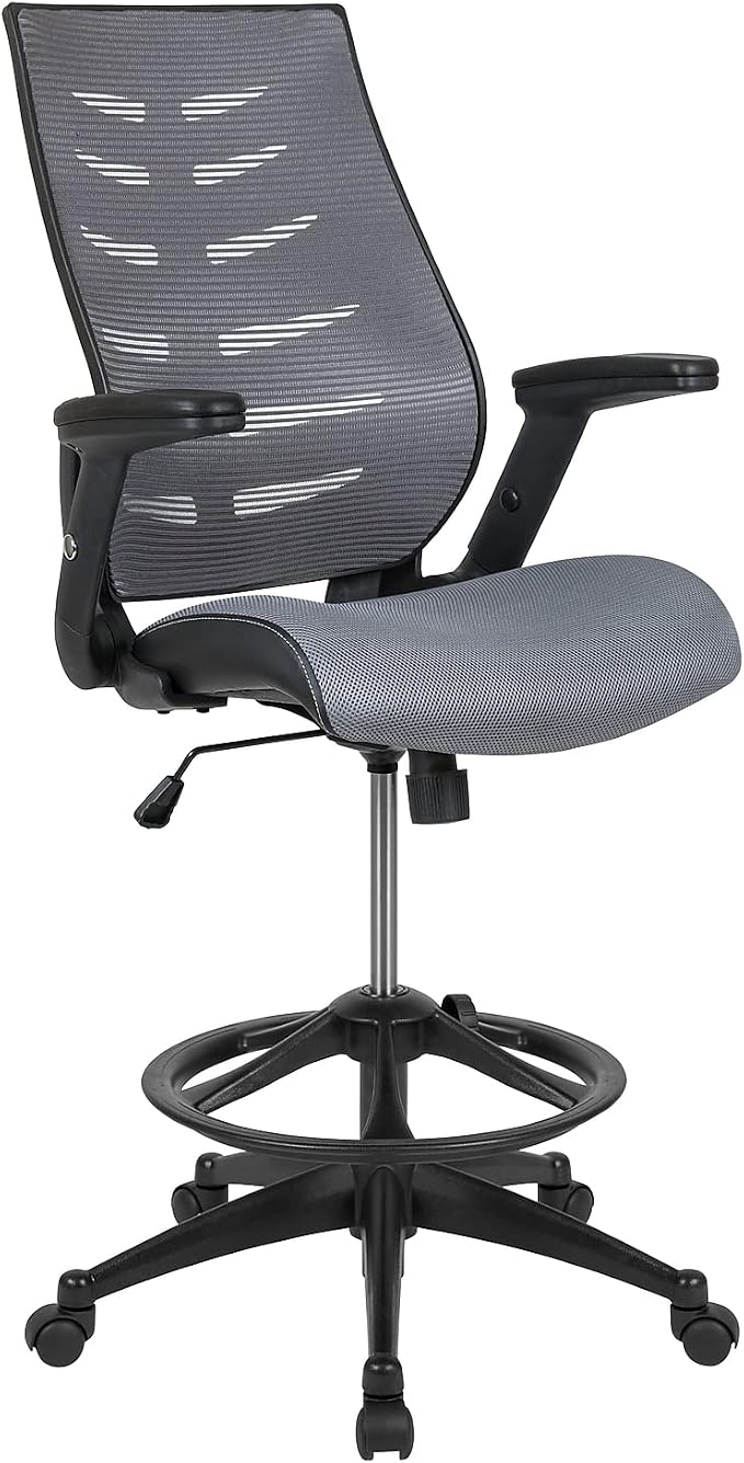 Flash Furniture Kale High Back Dark Gray Mesh Spine-Back Ergonomic Drafting by FlashFurniture