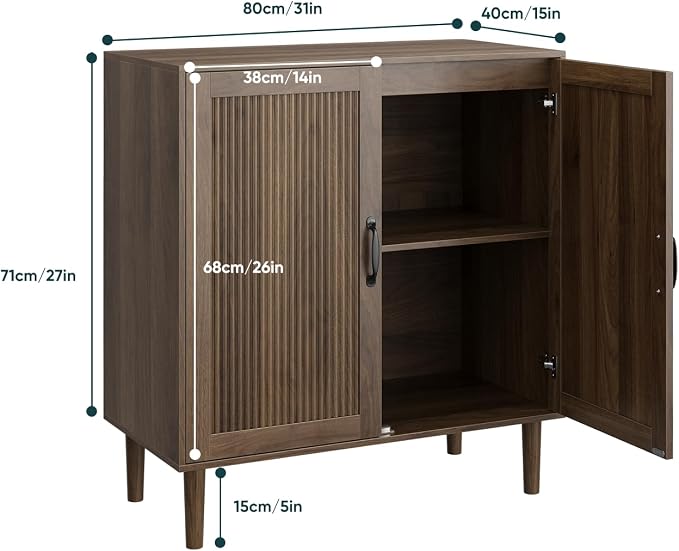 Kiasthome Buffet Cabinet with Wavy Fluted Doors, Sideboard Storage Cabinet with - Image 2