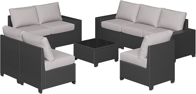 Aoxun Patio Furniture Set, Widen Armrests Wicker Outdoor Sectional - Image 9