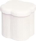 Boucle Storage Ottoman Cube, 13.8" Flower-Shaped Footstool by Unknown