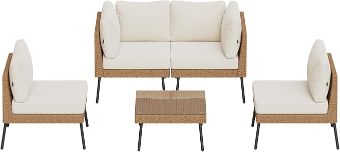 Aoxun Patio Furniture Set, 5 Piece Outdoor Sectional Sofas - Image 9