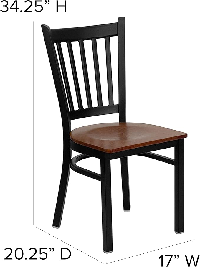 Flash Furniture 4 Pack HERCULES Series Black Vertical Back Metal Restaurant - Image 3