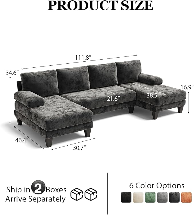 U-Shaped Sectional Couches for Living Room | 112 Inch Modern Sectional Couch | - Image 2