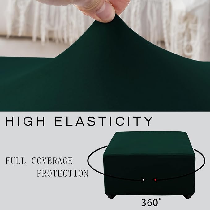 Super Stretch 40x40x15 inch Square Ottoman Cover- Soft Form Fit Ottoman Cover - Image 5
