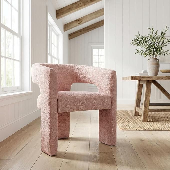 Jofran Gwen Jacquard Upholstered Accent Chair, Modern Luxury Plush Sculptural - Image 2